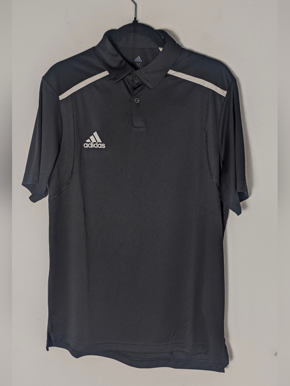Adidas Team Issue Short Sleeve Polo Men's Size M Black White Golf Performance